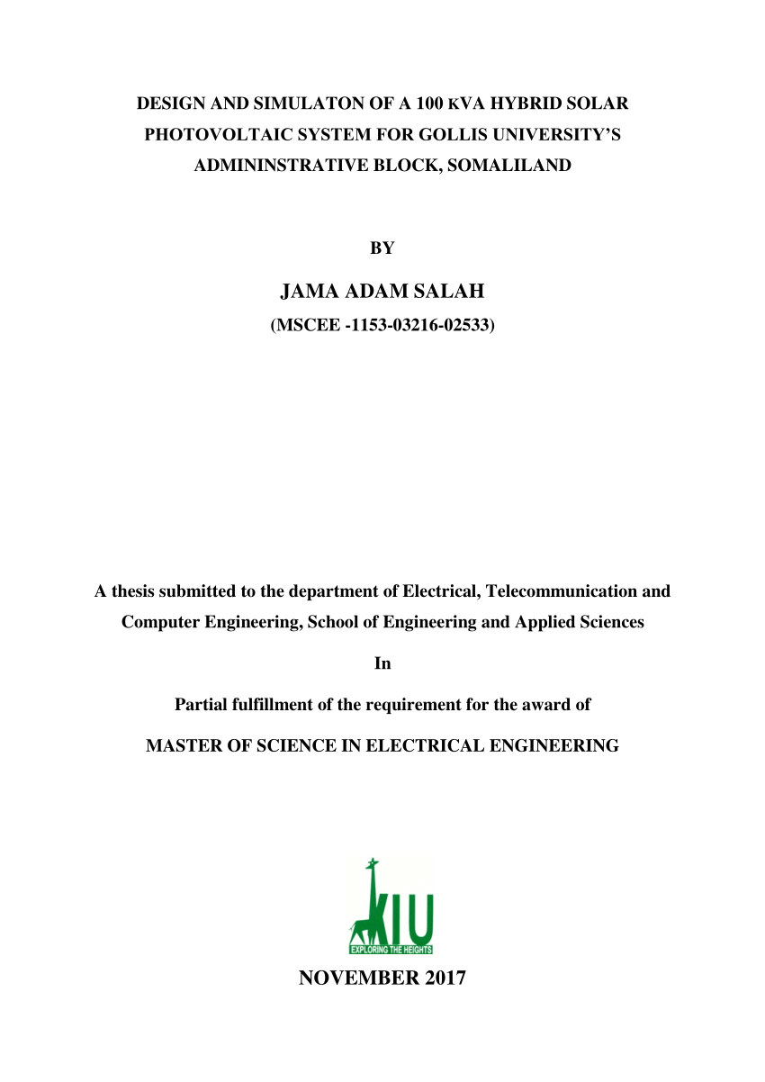 Pdf Design And Simulaton Of A 100 Kva Hybrid Solar