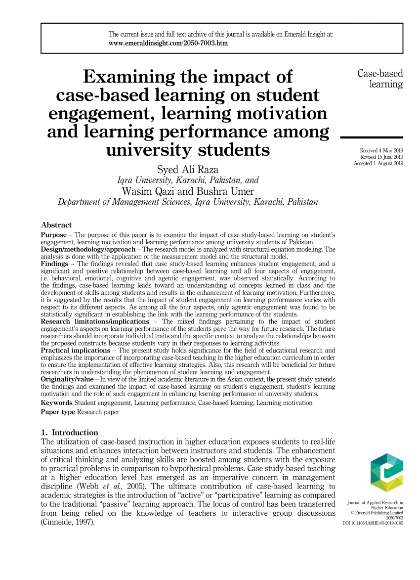 (PDF) Examining the impact of case-based learning on ...