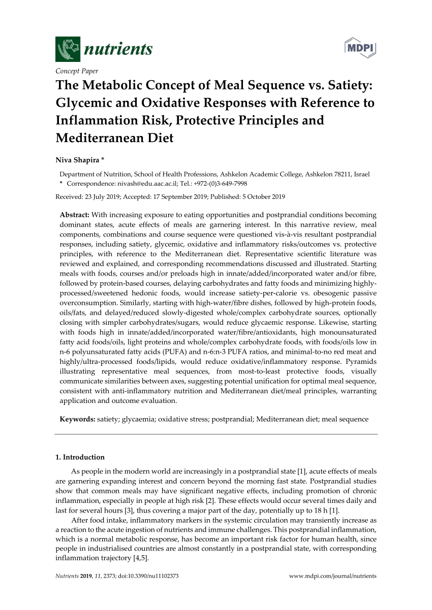 Pdf The Metabolic Concept Of Meal Sequence Vs Satiety Glycemic And Oxidative Responses With 9749