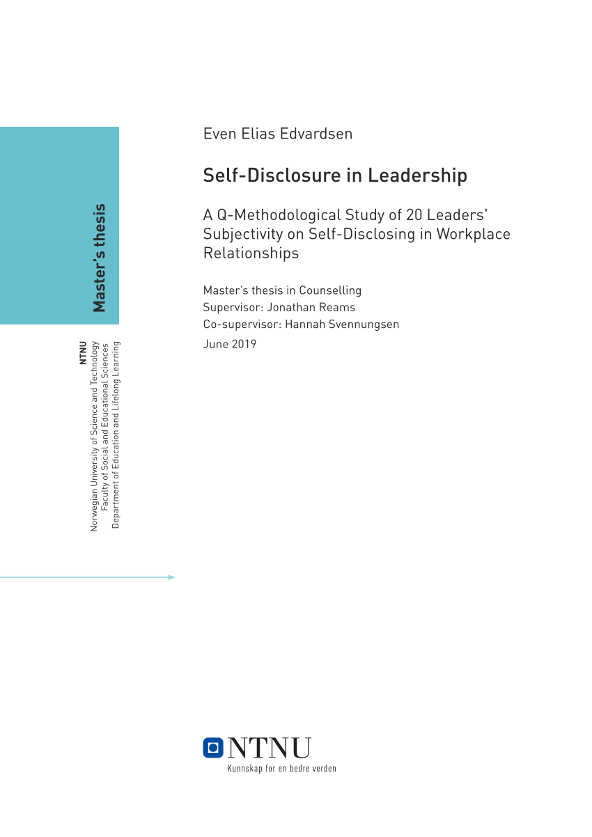 PDF) Self-Disclosure in Q-methodological inquiry into Norwegian leaders subjectivity on self-disclosure