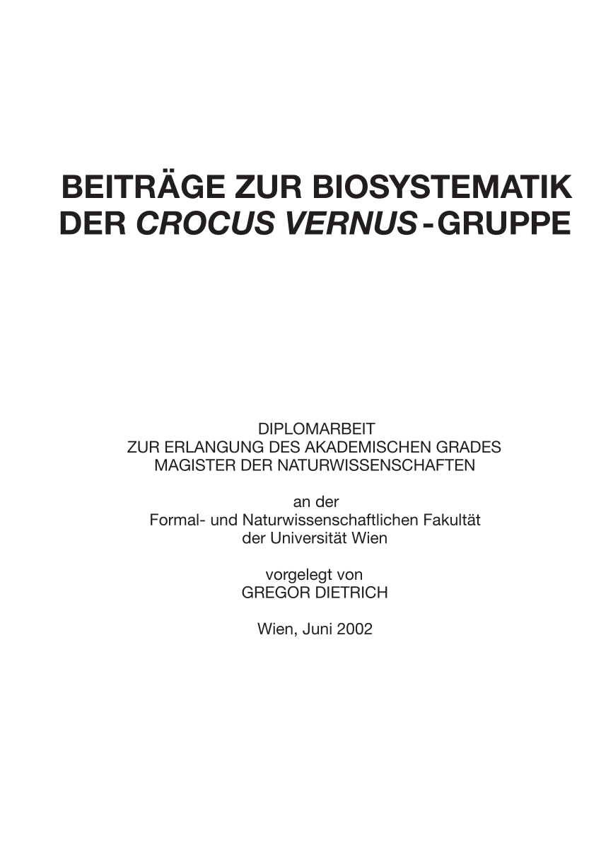 Pdf Beitrage Zur Biosystematik Der Crocus Vernus Gruppe