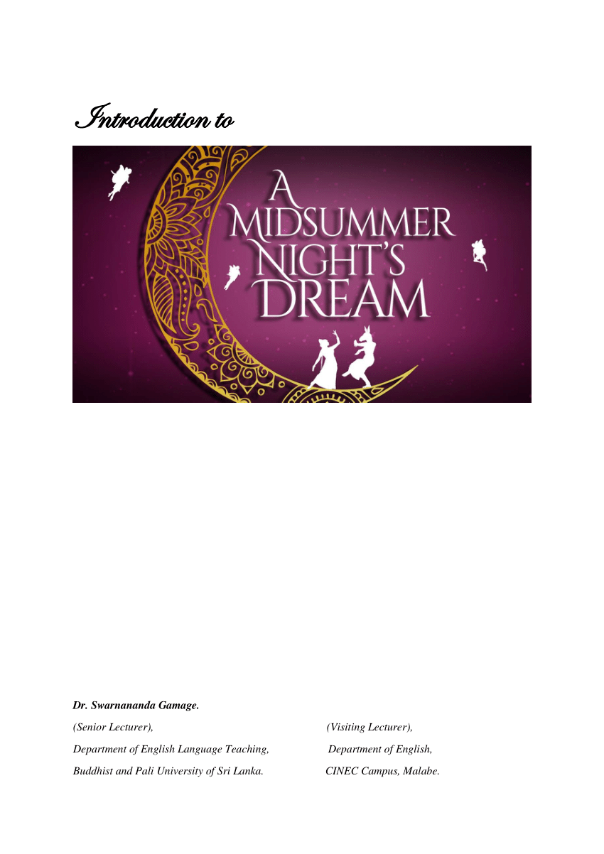 Introduction to A Midsummer Night's Dream