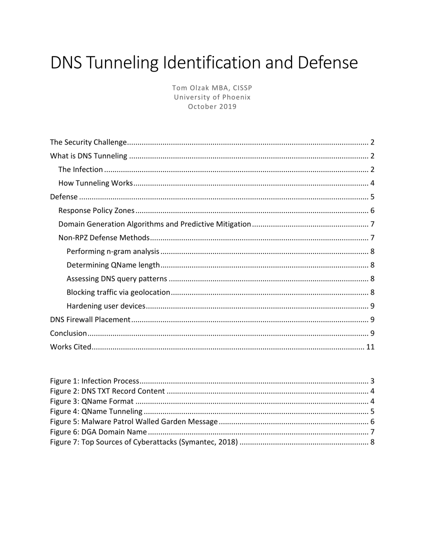Pdf Dns Tunneling Identification And Defense