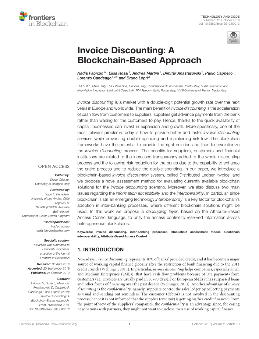 PDF) Invoice Discounting: A Blockchain-Based Approach Within Invoice Discounting Agreement Template