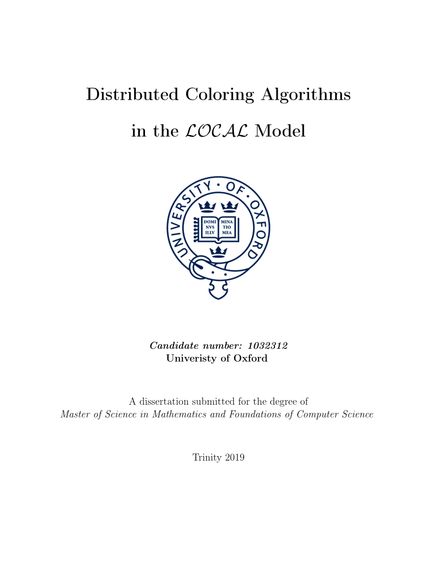 Pdf Distributed Coloring Algorithms In The Local Model