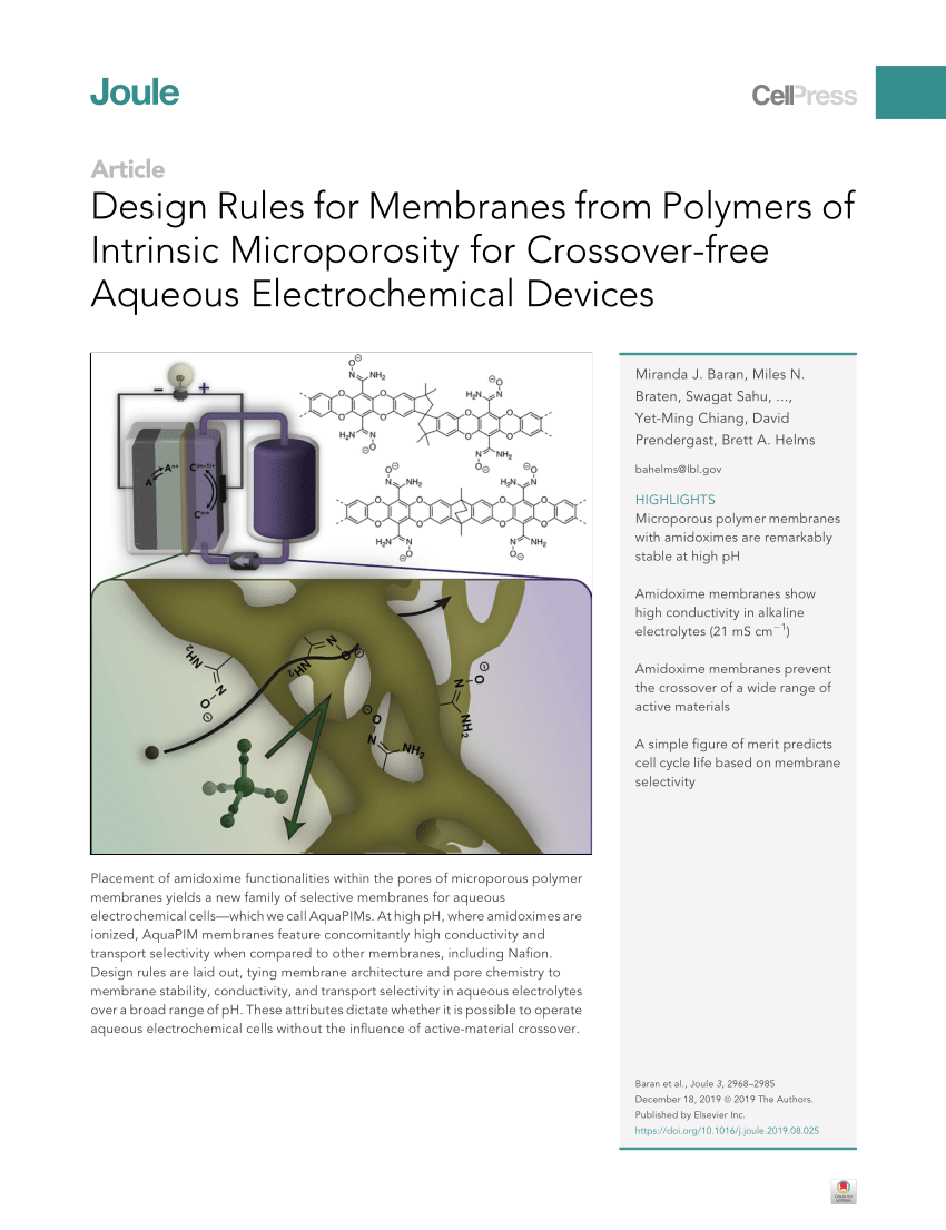 PDF) Design Rules for Membranes from Polymers of Intrinsic 