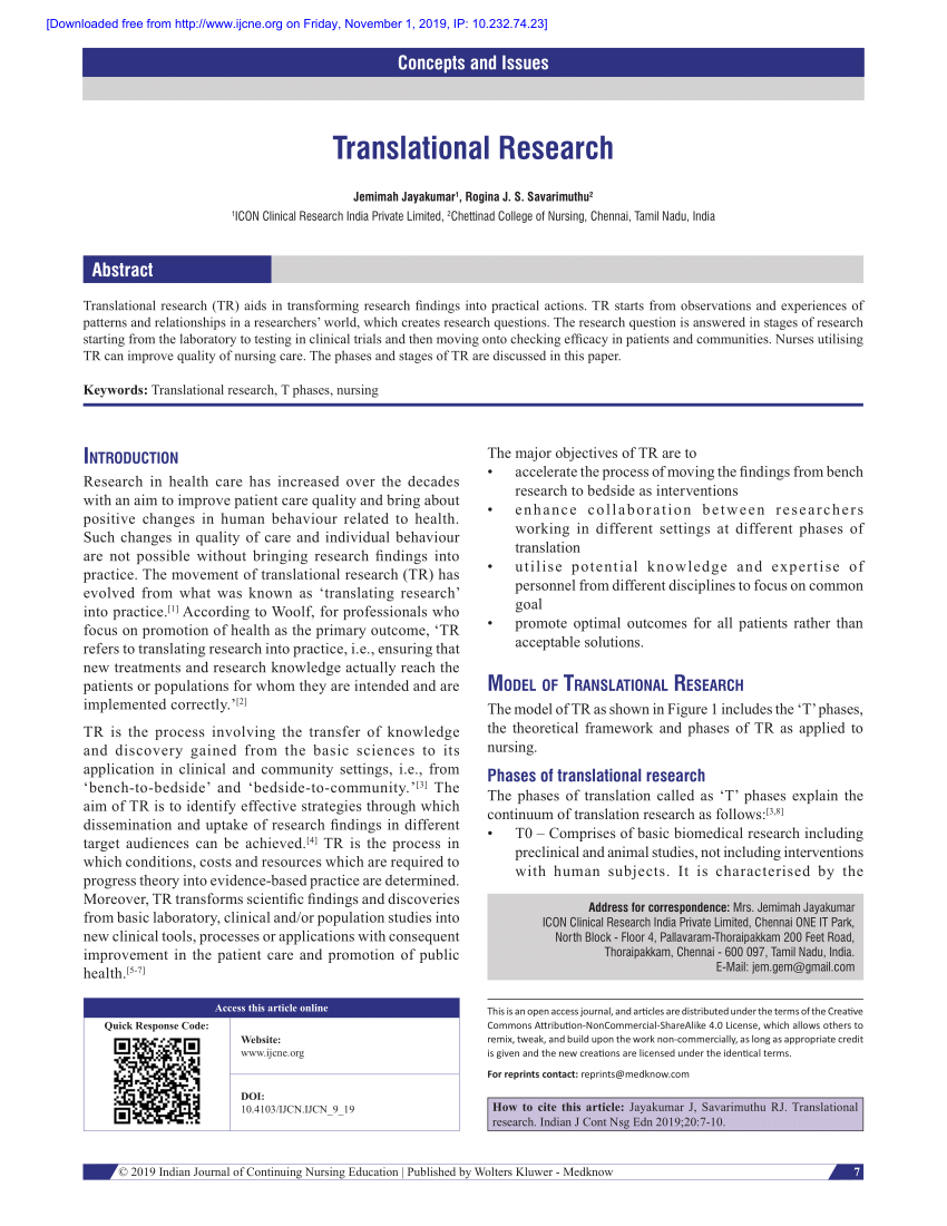 translational research journal article