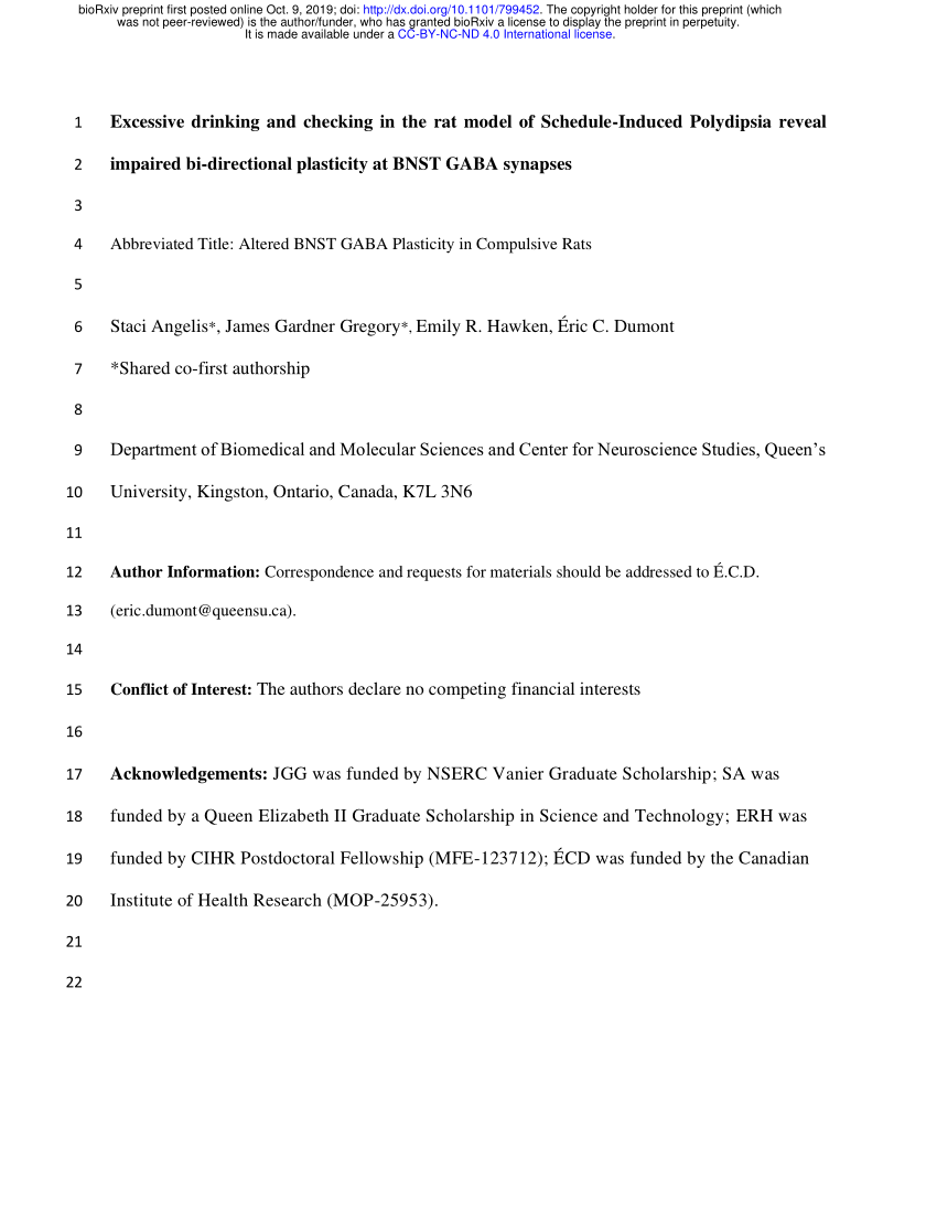 Pdf Excessive Drinking And Checking In The Rat Model Of Schedule Induced Polydipsia Reveal 6236