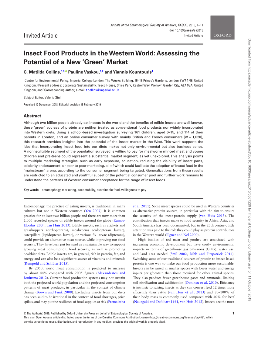 Pdf Insect Food Products In The Western World Assessing The