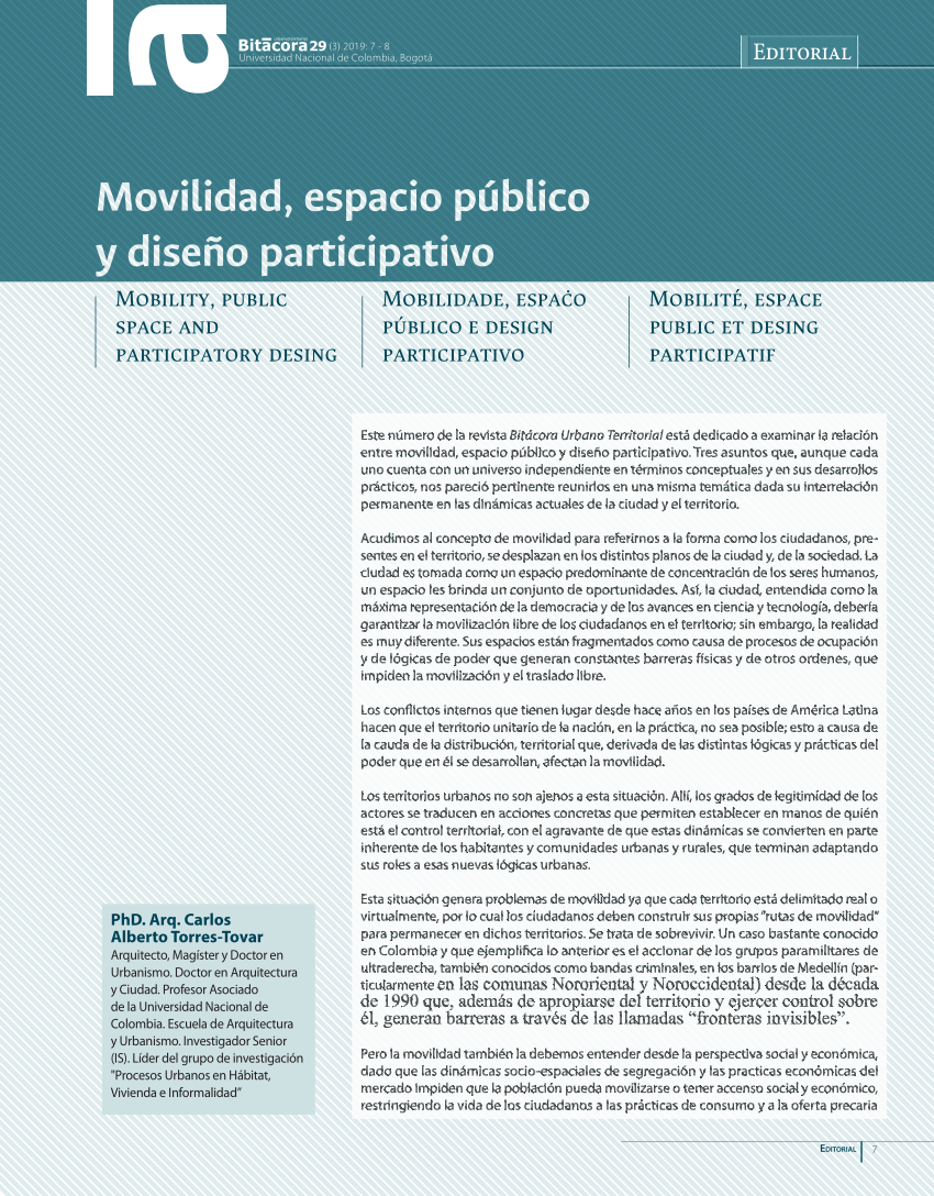 Pdf Movilidad Espacio Público Y Diseño Participativo 5072