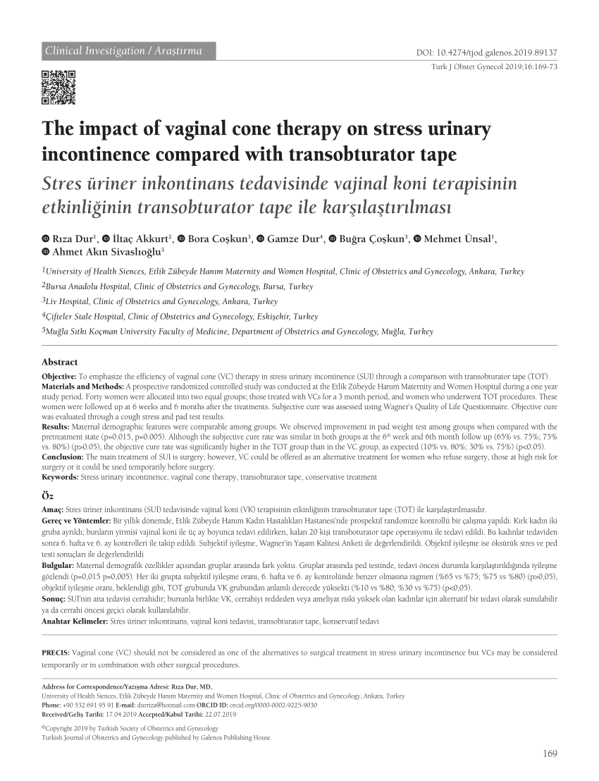 (PDF) The impact of vaginal cone therapy on stress urinary incontinence