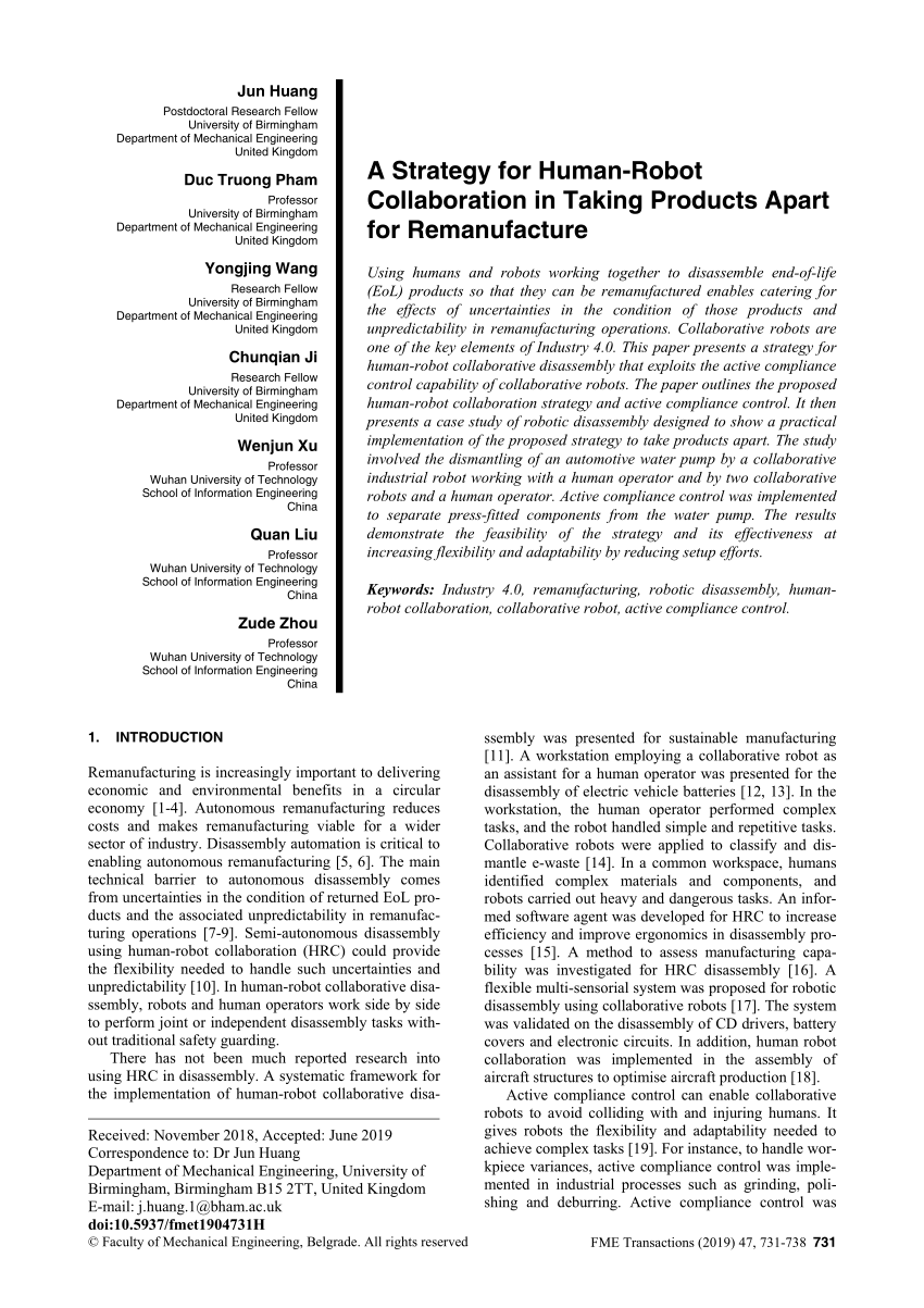 PDF) A strategy for human-robot collaboration in taking products ...