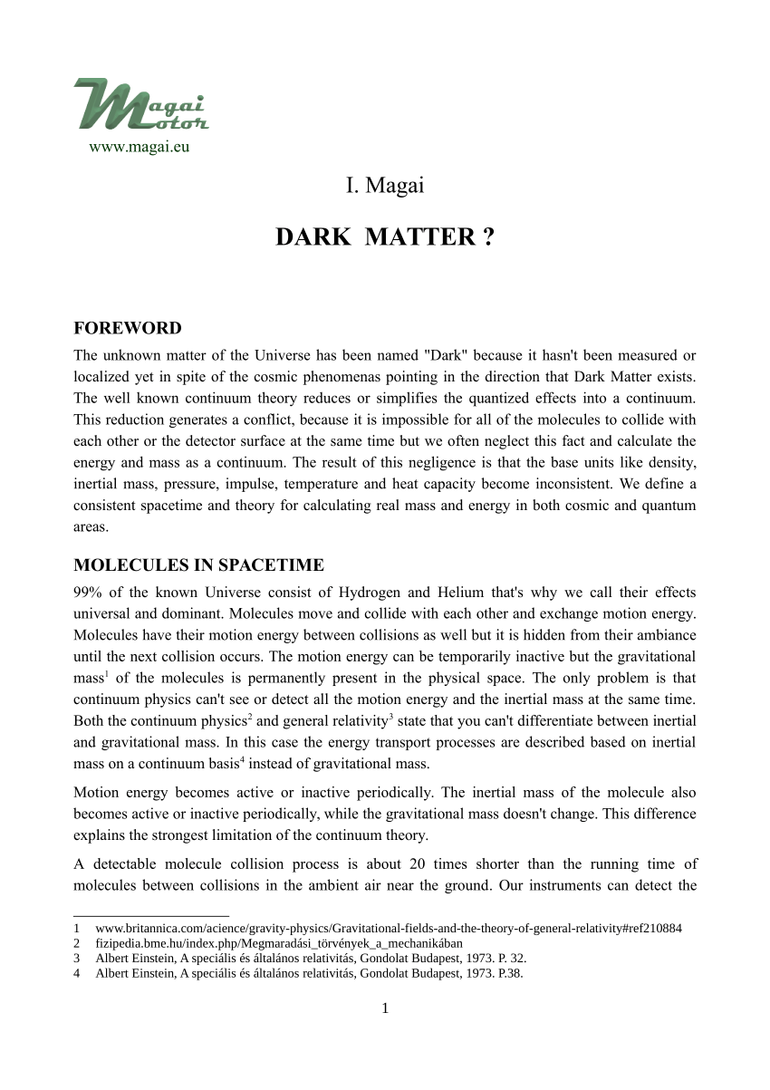 dark matter research paper pdf