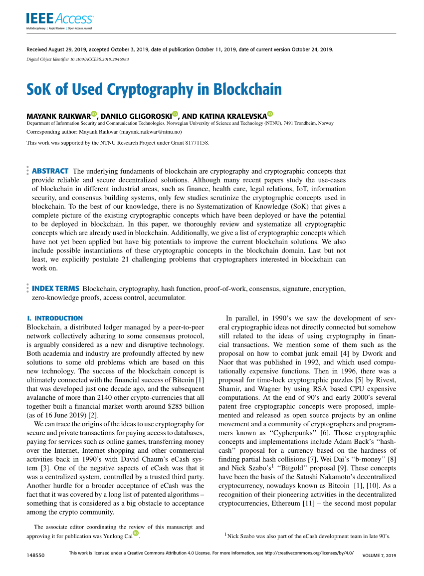 PDF) SoK of Used Cryptography in Blockchain
