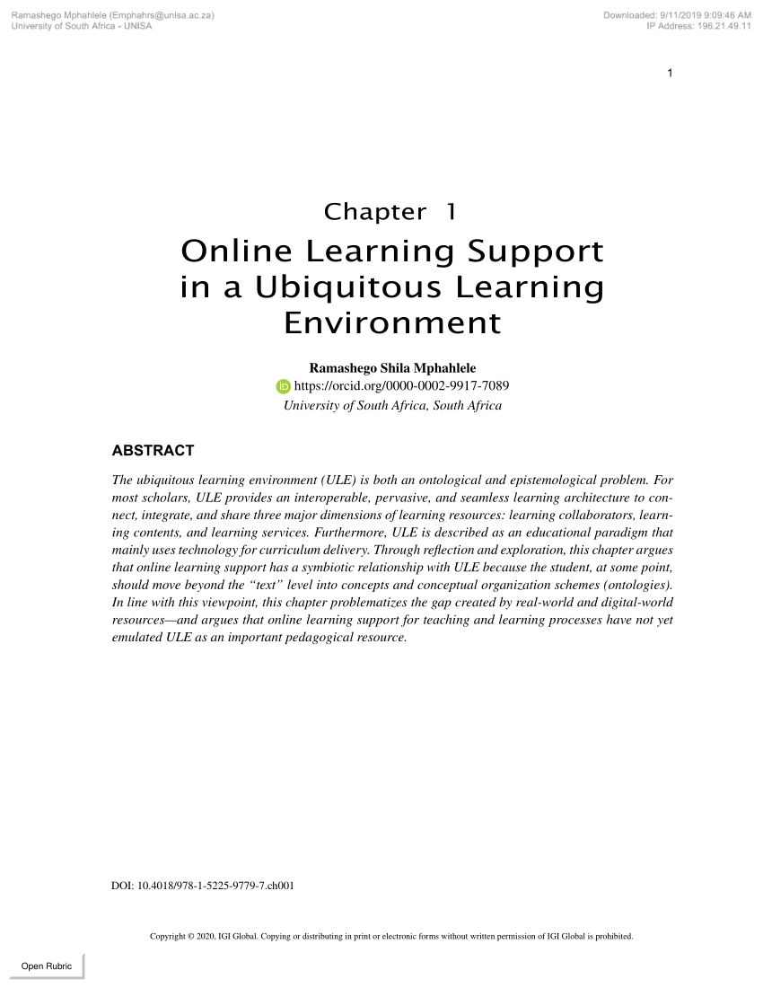 Pdf Online Learning Support In A Ubiquitous Learning Environment
