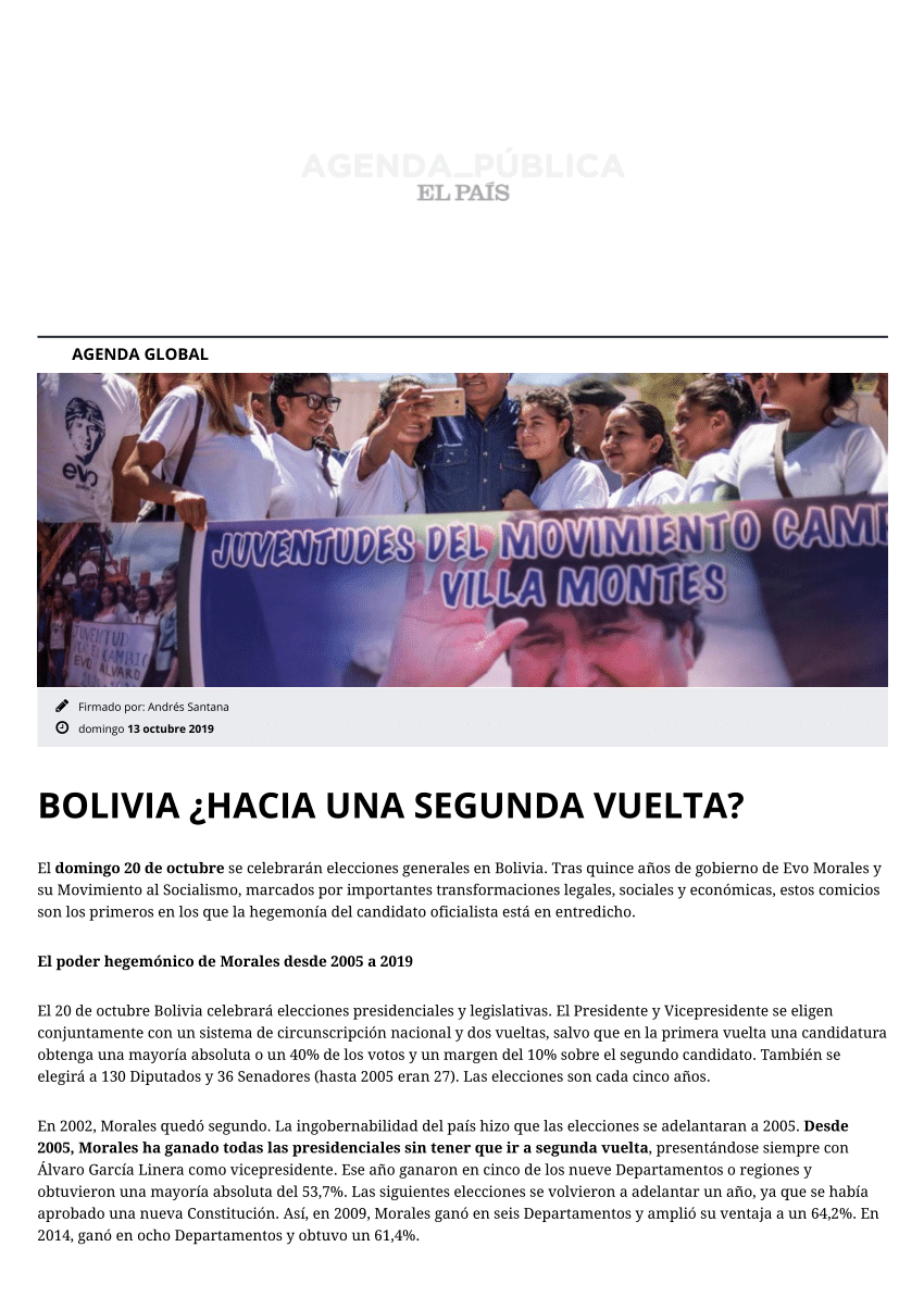 PDF) Bolivia ¿hacia una segunda vuelta? (AGENDA PÚBLICA)