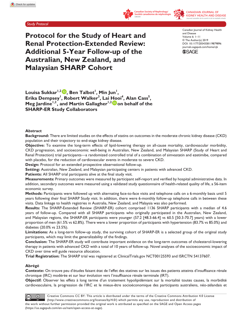 Pdf Protocol For The Study Of Heart And Renal Protection Extended Review Additional 5 Year Follow Up Of The Australian New Zealand And Malaysian Sharp Cohort