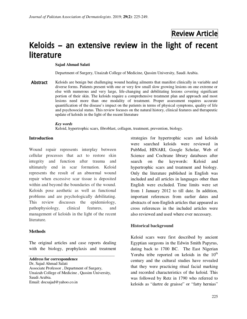 research study keloids