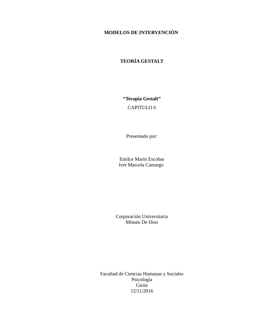 PDF) analisis de gestalt, psicoterapia, modelos de intervención