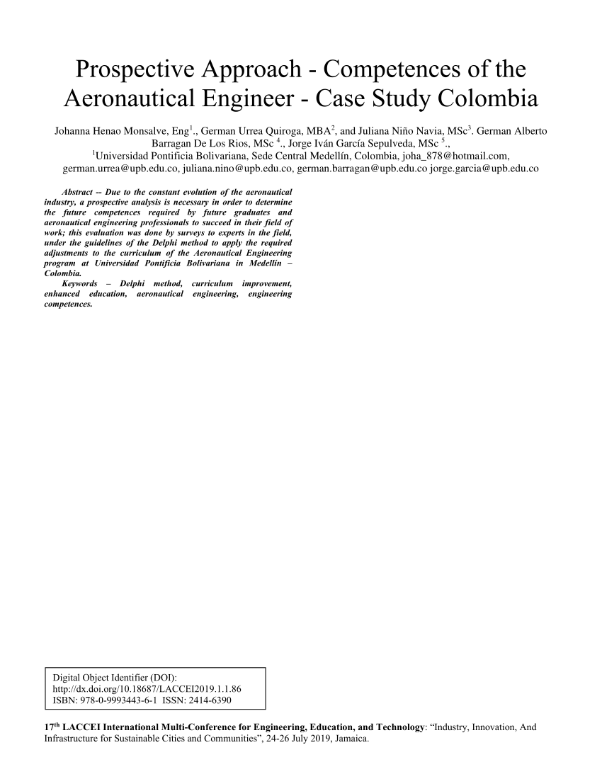 PDF) Aproximación Prospectiva - Competencias Del Ingeniero Aeronáutico –  Caso De Estudio Colombia