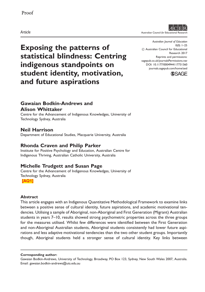 overlap kompleksitet Avl PDF) Exposing the patterns of statistical blindness: Centring Indigenous  standpoints on student identity, motivation, and future aspirations