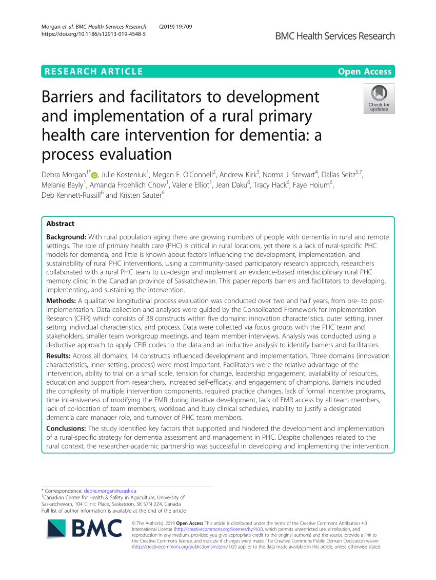 Pdf Barriers And Facilitators To Development And Implementation