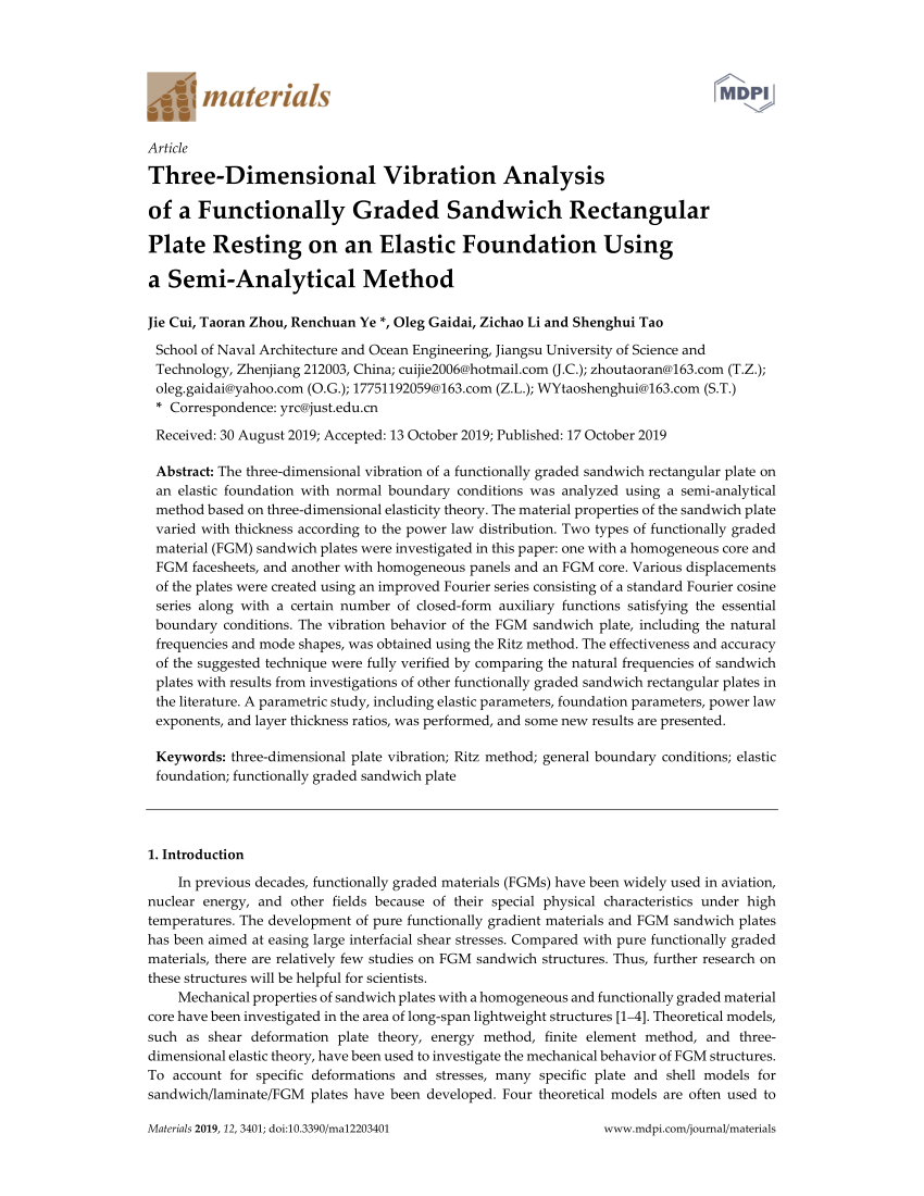 (PDF) Three-Dimensional Vibration Analysis of a Functionally Graded ...