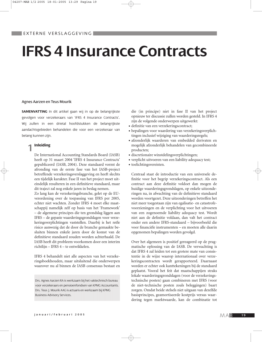 (PDF) IFRS 4 Insurance Contracts