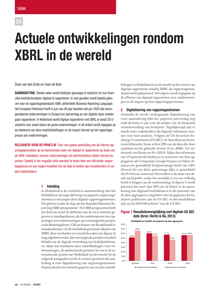 Pdf Actuele Ontwikkelingen Rondom Xbrl In De Wereld