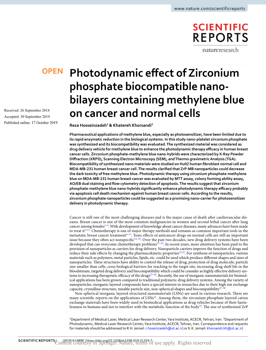 (PDF) Photodynamic effect of Zirconium phosphate biocompatible ...