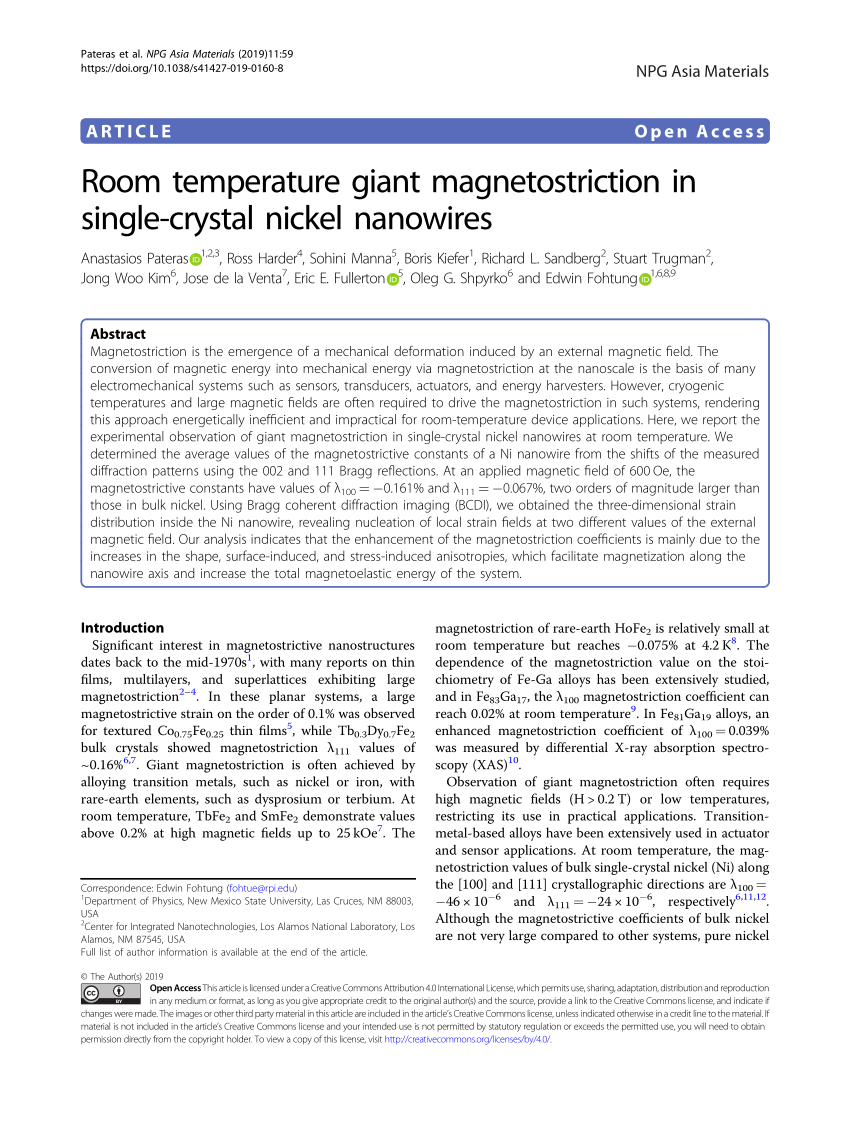 Pdf Room Temperature Giant Magnetostriction In Single