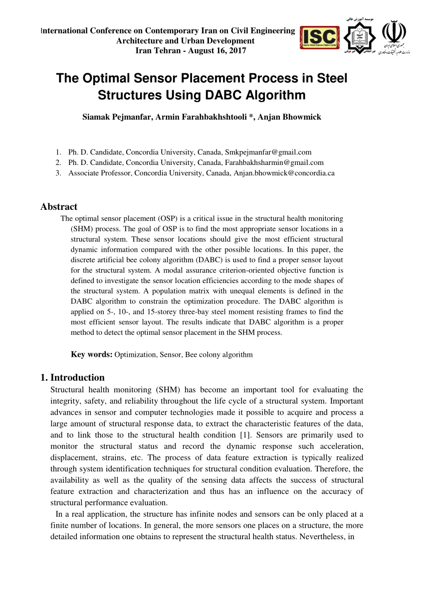 (PDF) The Optimal Sensor Placement Process in Steel Structures using