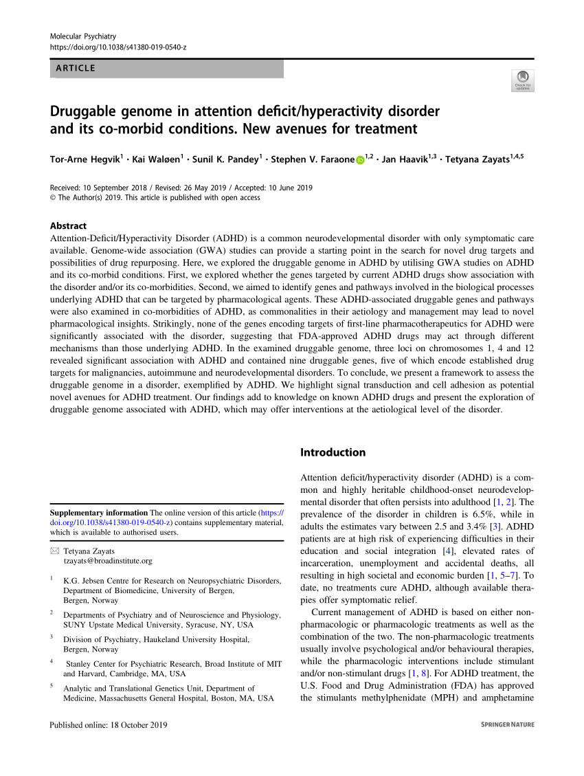 Druggable genome in attention deficit/hyperactivity disorder and