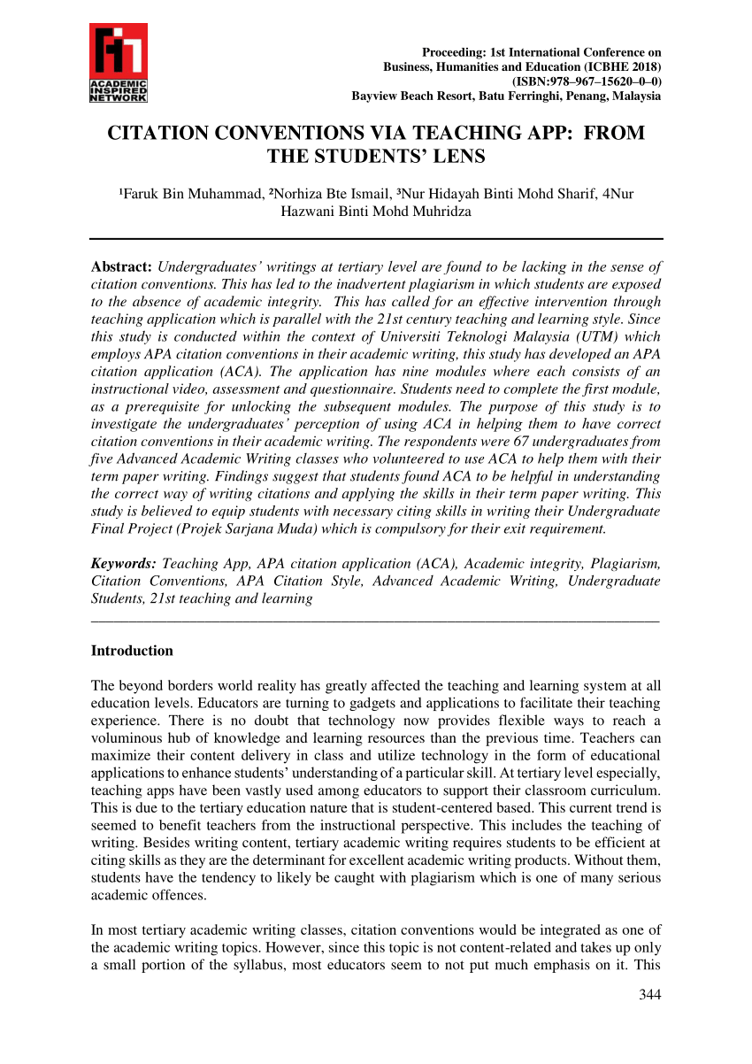 PDF) Citation Conventions Via Teaching App: From The Students' Lens