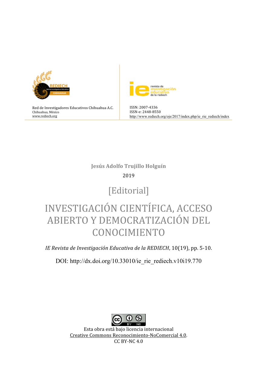 Pdf Investigación Científica Acceso Abierto Y Democratización Del Conocimiento 9943