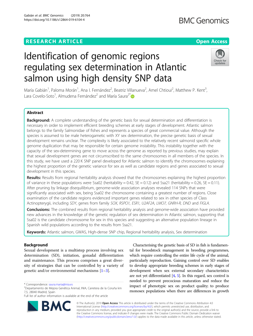 Pdf Identification Of Genomic Regions Regulating Sex Determination In Atlantic Salmon Using 4116