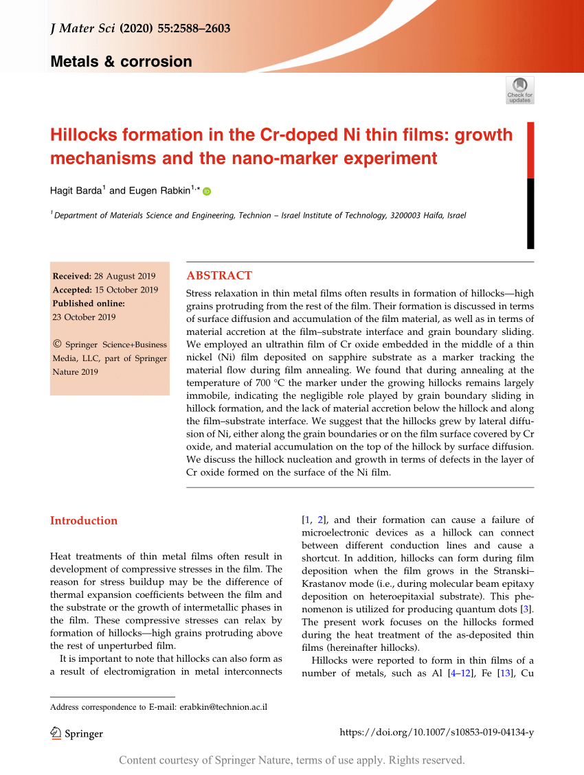 The formation of hillock with lateral grain growth: (a) vertical