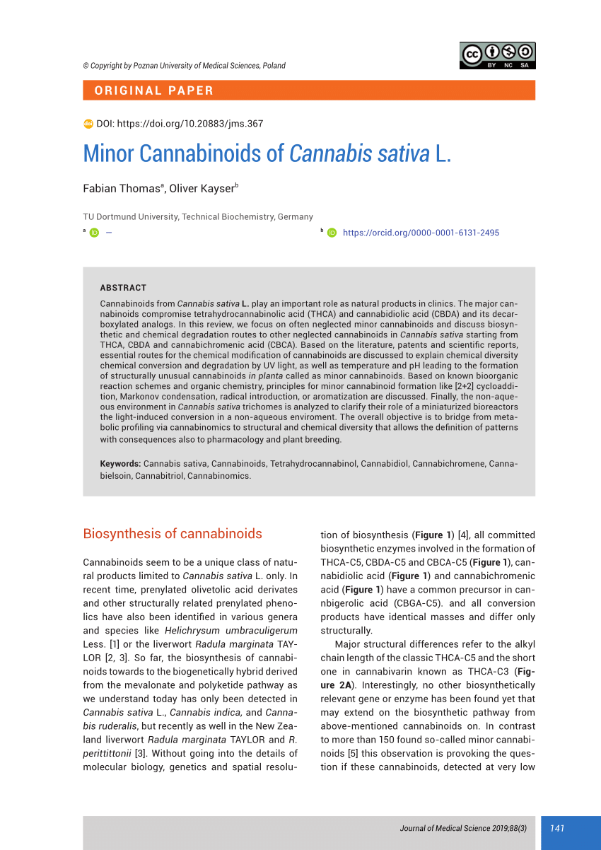 Pdf Minor Cannabinoids Of Cannabis Sativa L