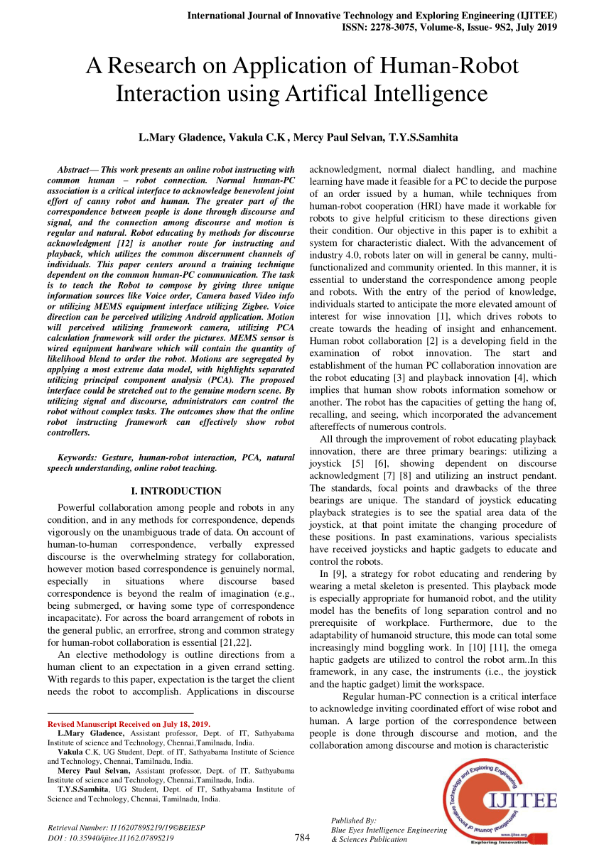 research paper on human robot