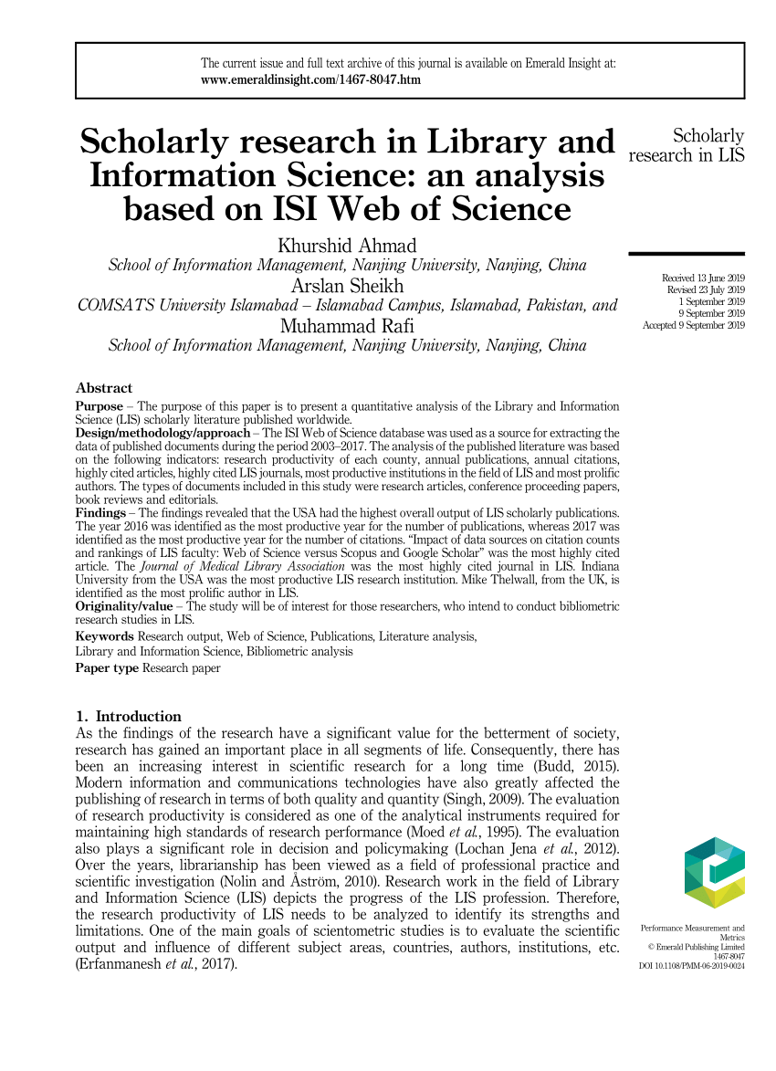 research paper of library and information science
