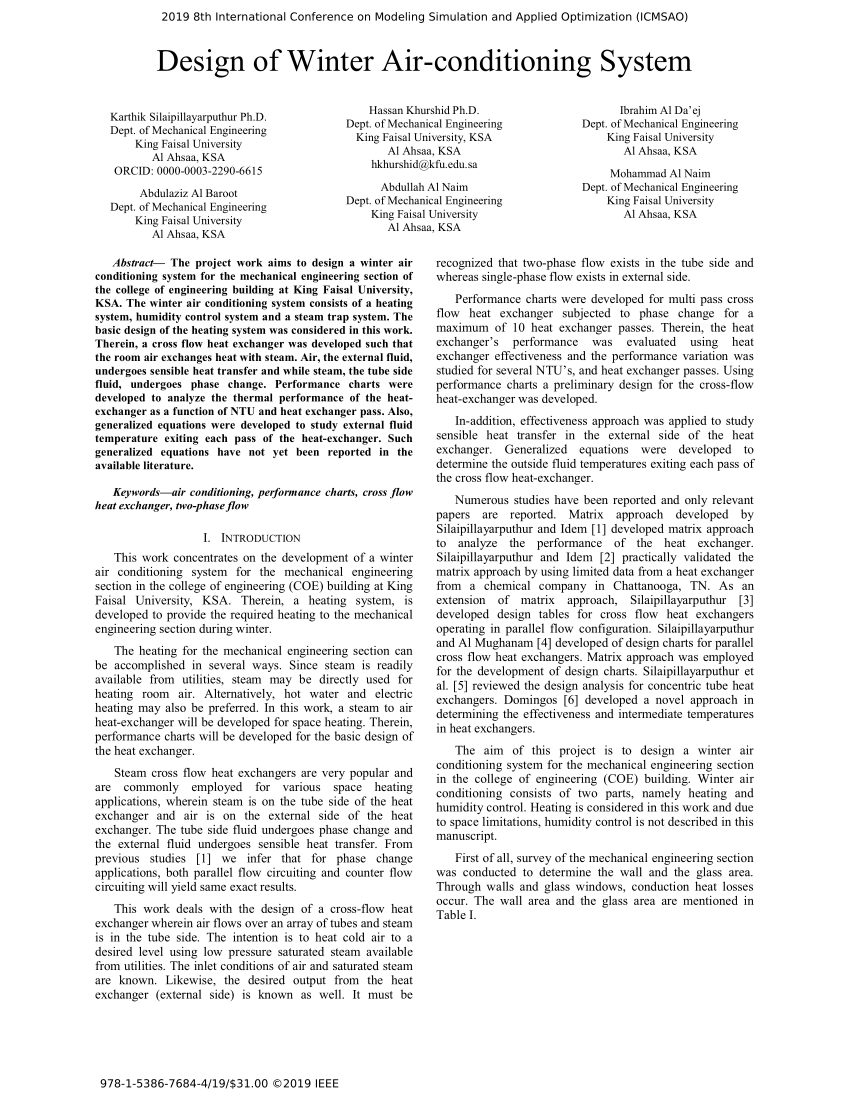 (PDF) Design of Winter Air-conditioning System