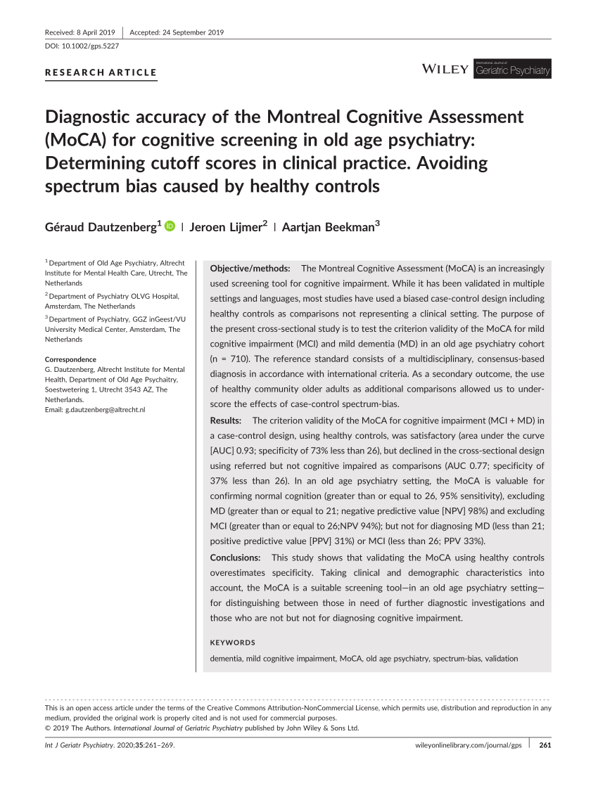 moca cognitive assessment pdf