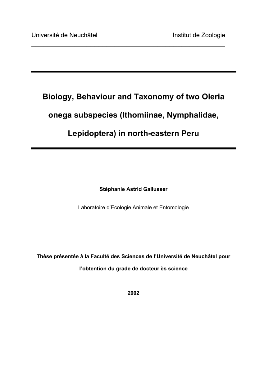 Pdf Biology Behaviour And Taxonomy Of Two Oleria Onega Subspecies Ithomiinae Nymphalidae Lepidoptera In North Eastern Peru