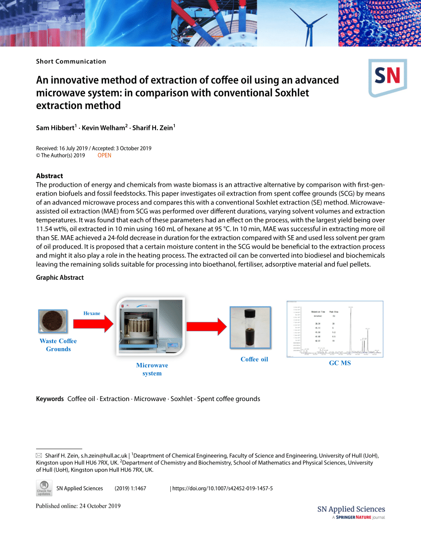 (PDF) An innovative method of extraction of coffee oil using an ...