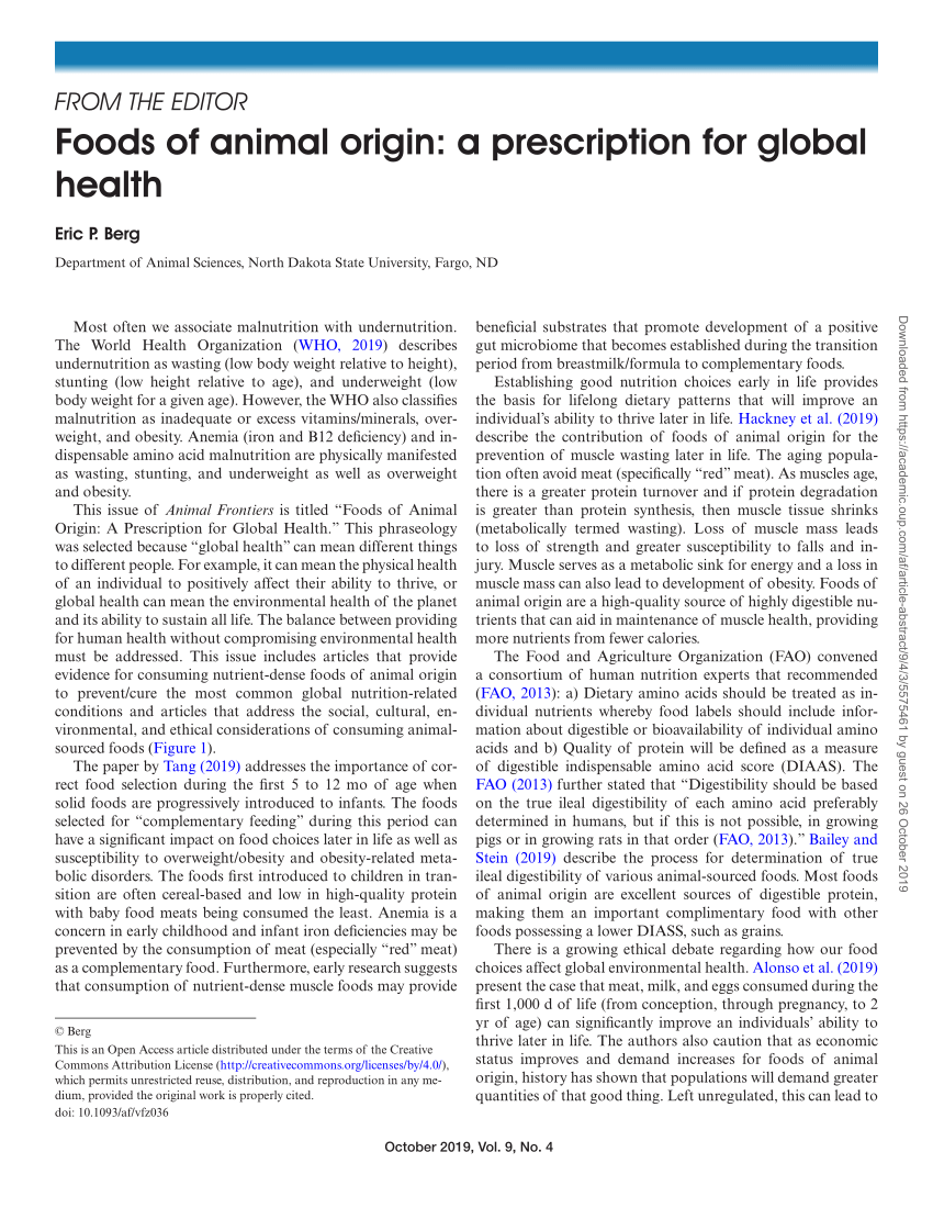 PDF) Foods of animal origin: A prescription for global health