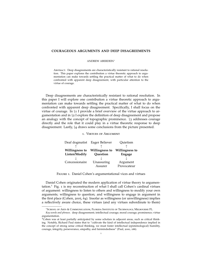 (PDF) Courageous Arguments and Deep Disagreements