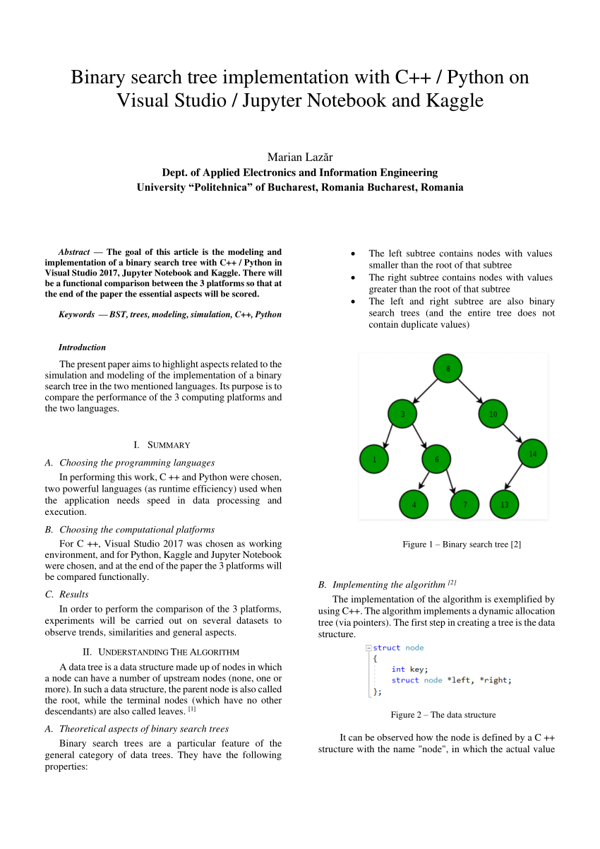 research paper on binary search tree