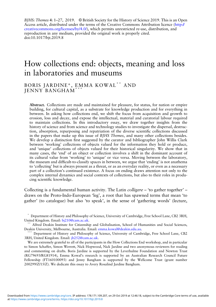 Pdf How Collections End Objects Meaning And Loss In Laboratories And Museums