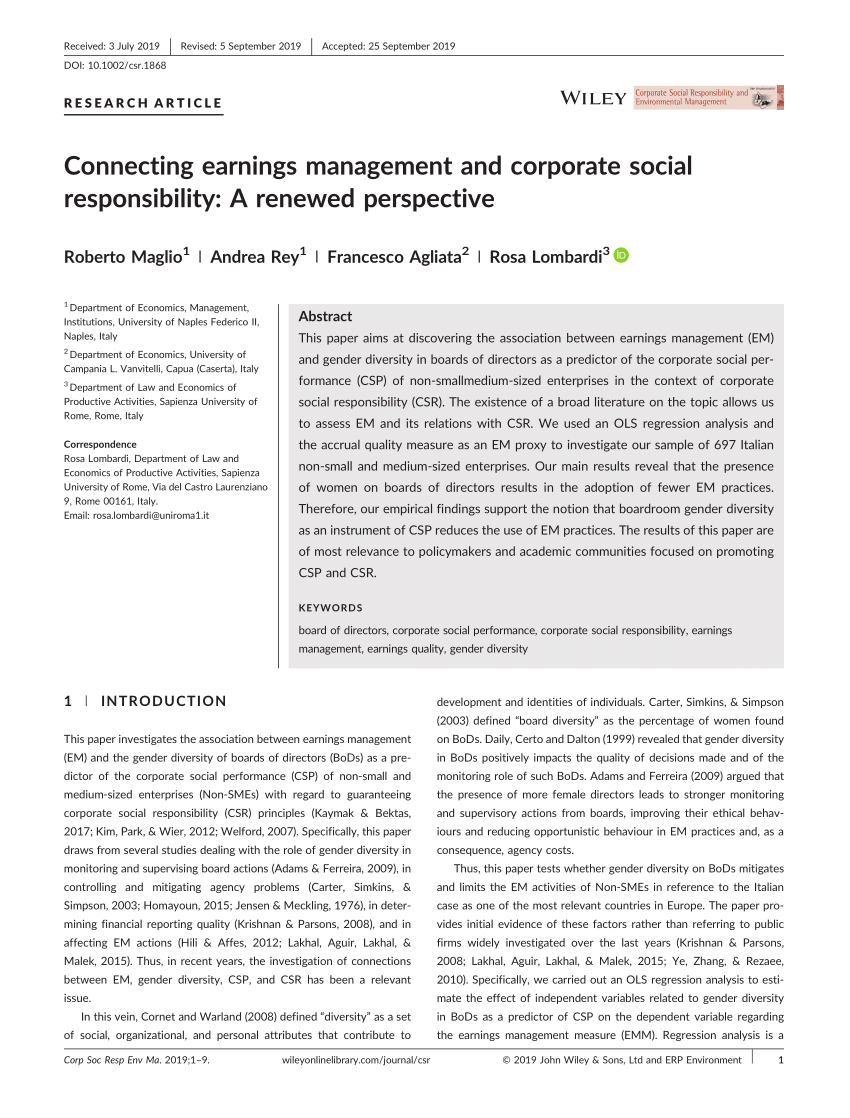 Banking reputation and CSR: a stakeholder value approach - Naples