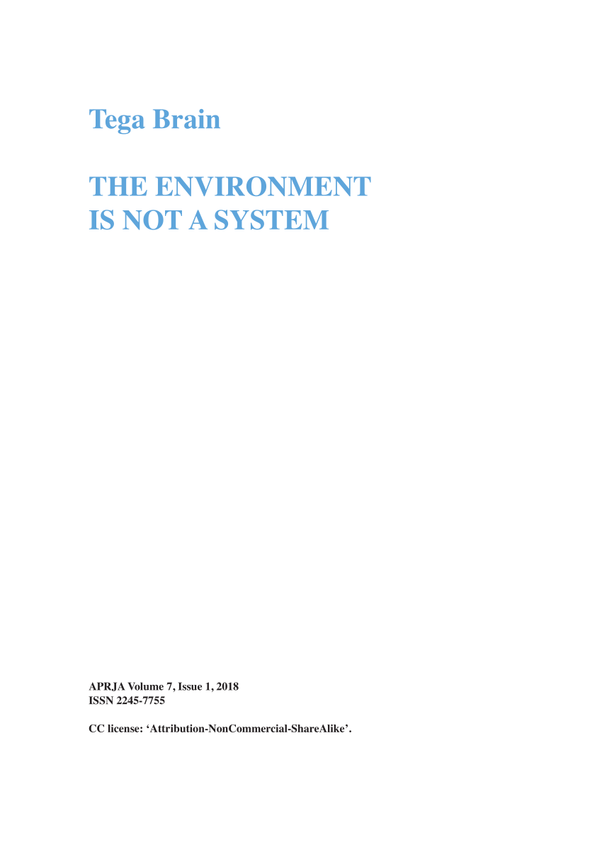 Thumbnail of (PDF) The Environment Is Not A System